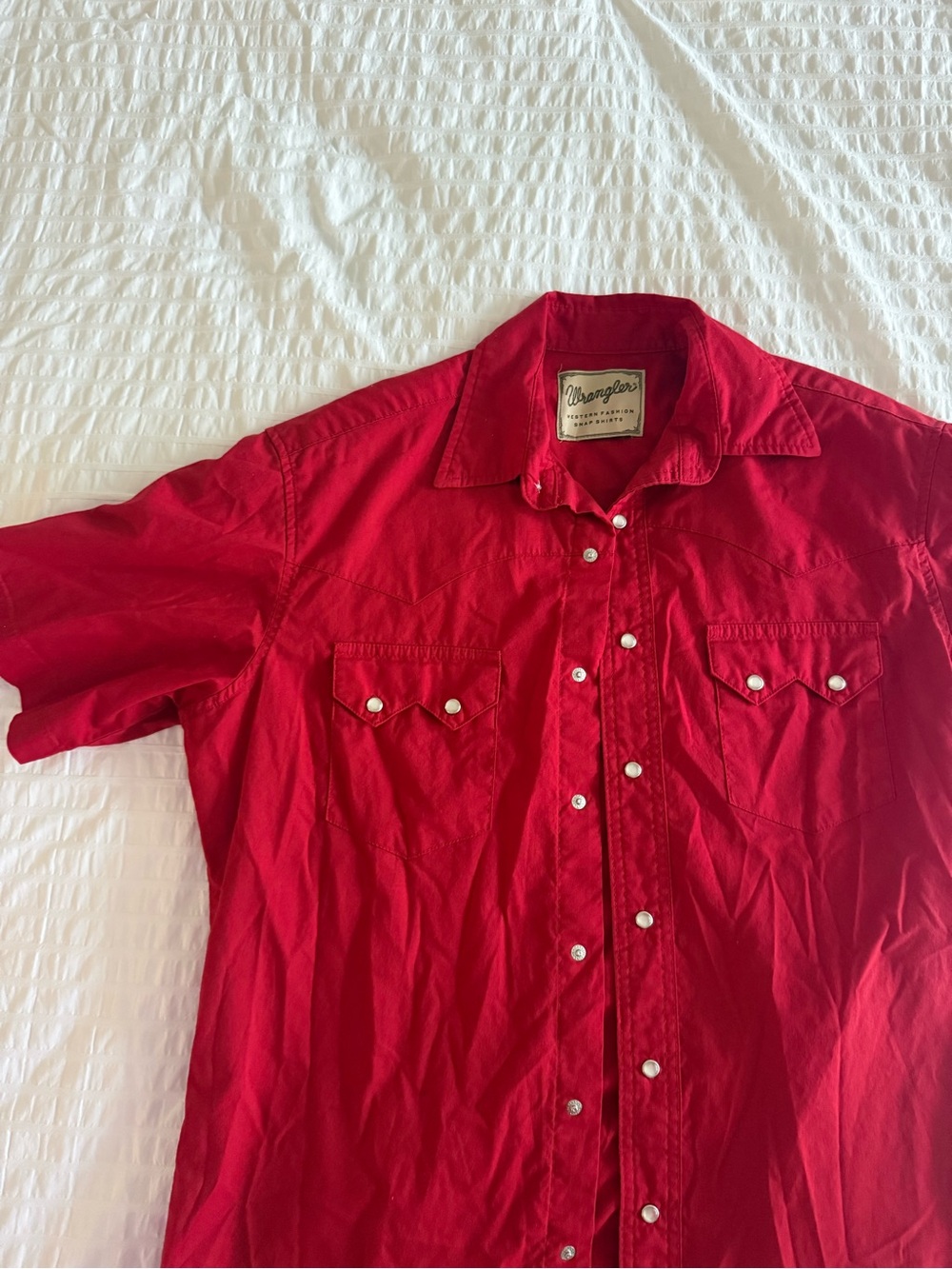 Wrangler Red Short-Sleeve Western Button-Front Shirt